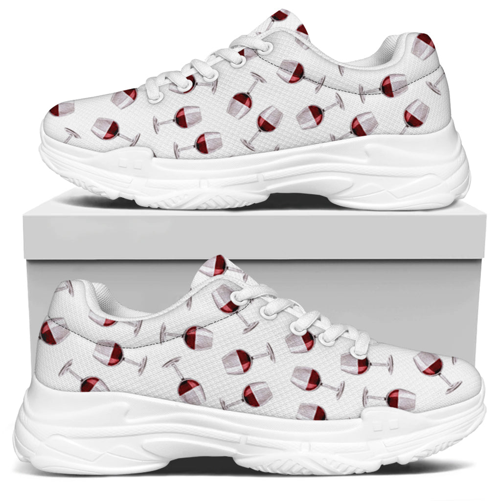 Glasses Of Wine Pattern Print White Chunky Shoes