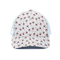 Glasses Of Wine Pattern Print White Mesh Trucker Hat