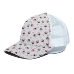 Glasses Of Wine Pattern Print White Mesh Trucker Cap