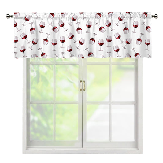 Glasses Of Wine Pattern Print Window Valance