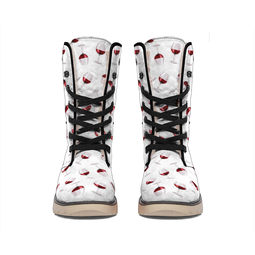 Glasses Of Wine Pattern Print Winter Boots