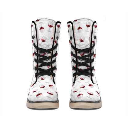 Glasses Of Wine Pattern Print Winter Boots