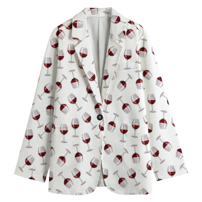 Glasses Of Wine Pattern Print Women's Blazer