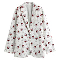 Glasses Of Wine Pattern Print Women's Cotton Blazer