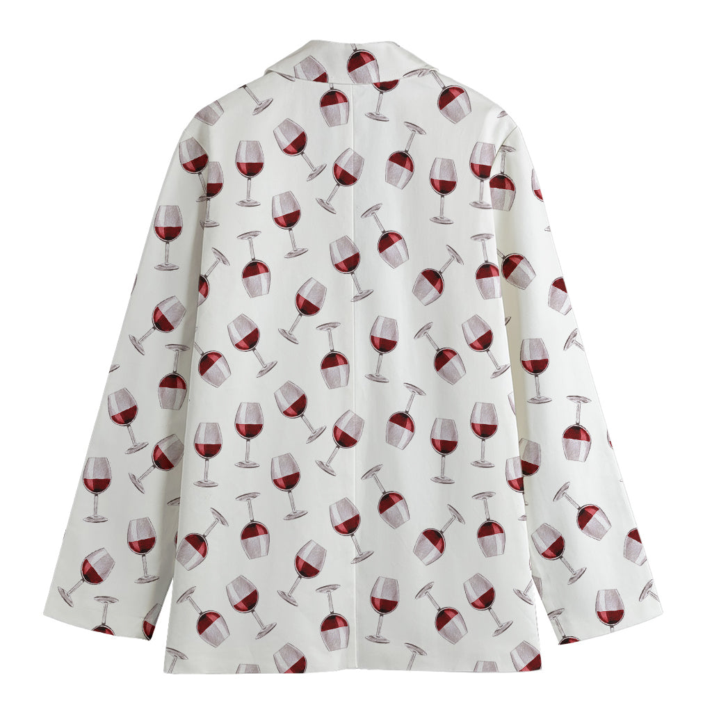 Glasses Of Wine Pattern Print Women's Cotton Blazer
