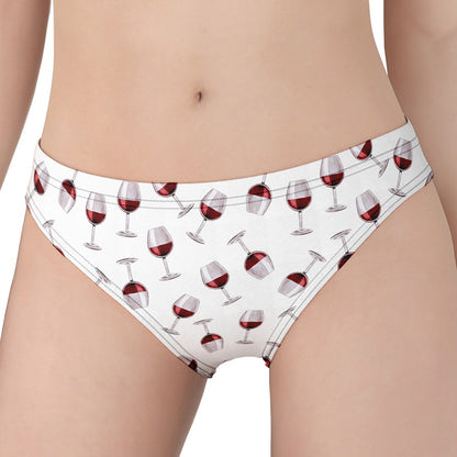 Glasses Of Wine Pattern Print Women's Panties