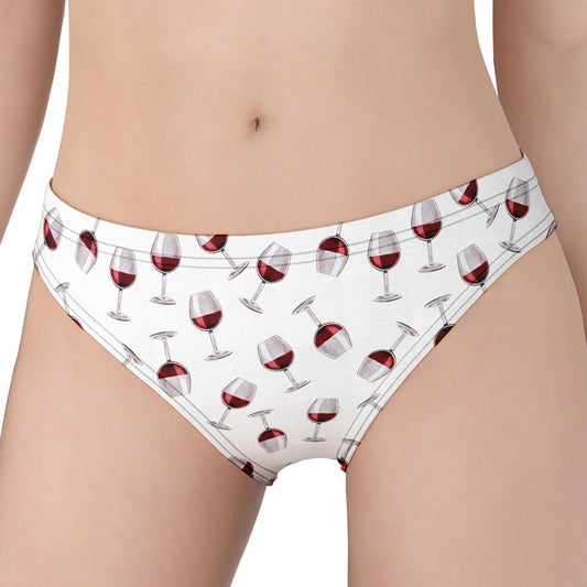 Glasses Of Wine Pattern Print Women's Panties