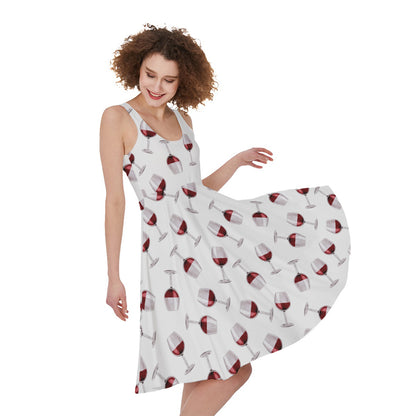 Glasses Of Wine Pattern Print Women's Sleeveless Dress