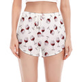 Glasses Of Wine Pattern Print Women's Split Running Shorts