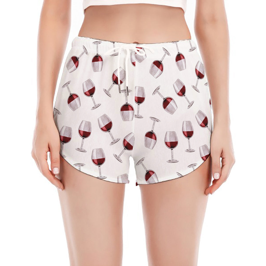 Glasses Of Wine Pattern Print Women's Split Running Shorts