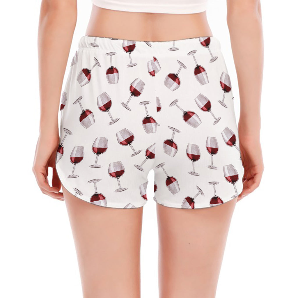 Glasses Of Wine Pattern Print Women's Split Running Shorts