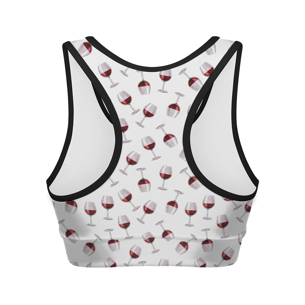 Glasses Of Wine Pattern Print Women's Sports Bra