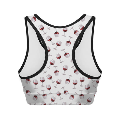 Glasses Of Wine Pattern Print Women's Sports Bra