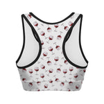 Glasses Of Wine Pattern Print Women's Sports Bra