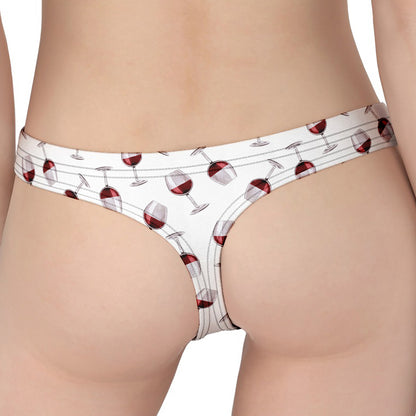 Glasses Of Wine Pattern Print Women's Thong