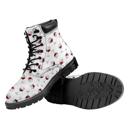 Glasses Of Wine Pattern Print Work Boots