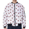 Glasses Of Wine Pattern Print Zip Sleeve Bomber Jacket