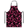 Glasses Of Wine Print Bib Apron With Pocket