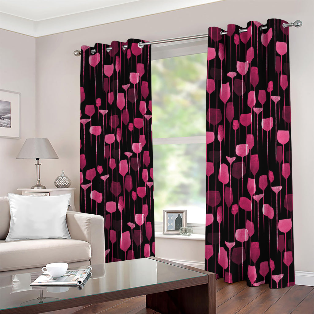 Glasses Of Wine Print Blackout Grommet Curtains