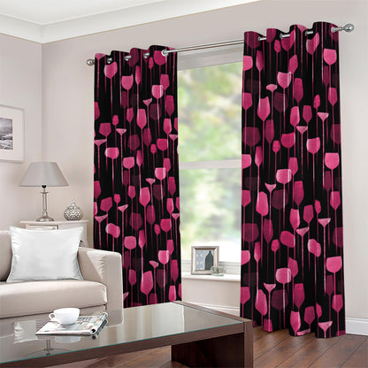 Glasses Of Wine Print Blackout Grommet Curtains