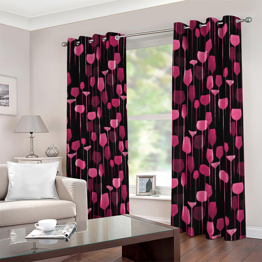 Glasses Of Wine Print Blackout Grommet Curtains