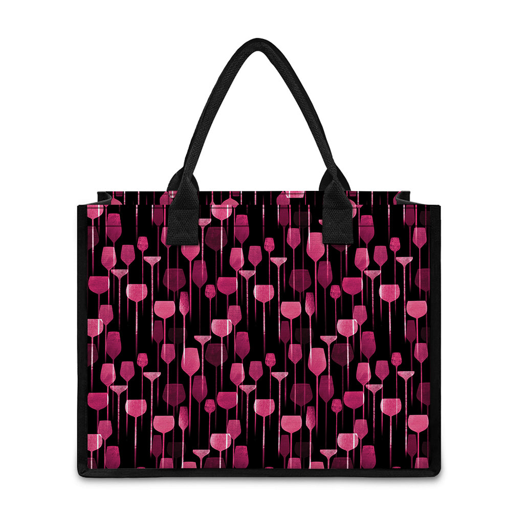 Glasses Of Wine Print Canvas Tote Bag
