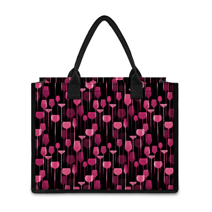 Glasses Of Wine Print Canvas Tote Bag
