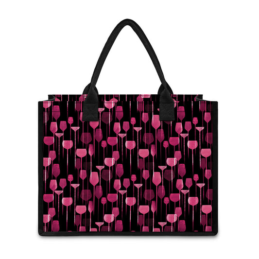 Glasses Of Wine Print Canvas Tote Bag