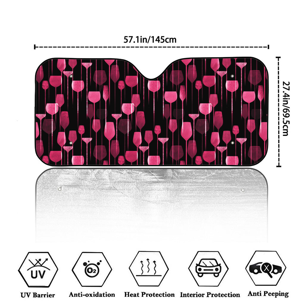 Glasses Of Wine Print Car Windshield Sun Shade