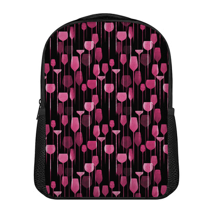 Glasses Of Wine Print Casual Backpack