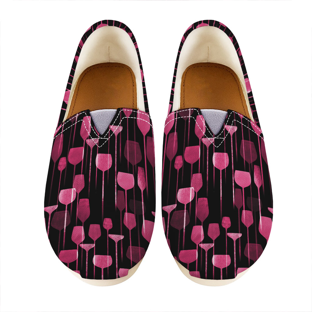 Glasses Of Wine Print Casual Shoes