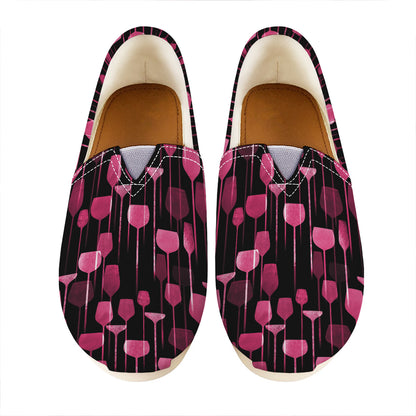 Glasses Of Wine Print Casual Shoes