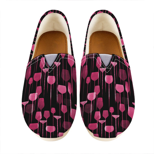 Glasses Of Wine Print Casual Shoes