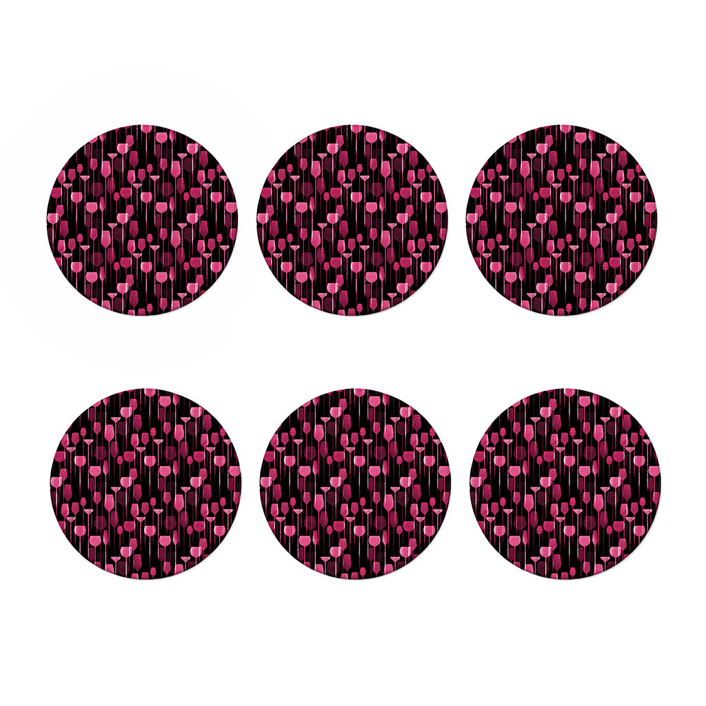 Glasses Of Wine Print Coaster Set