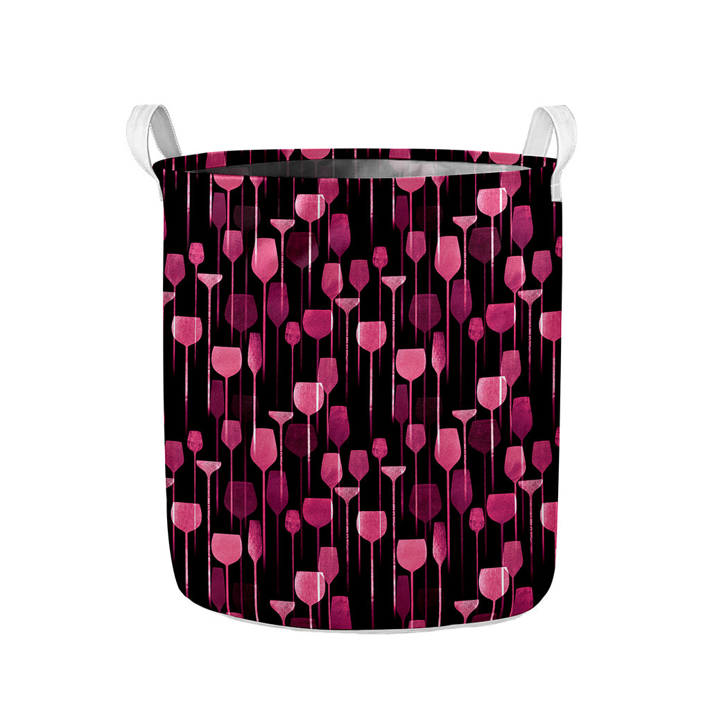 Glasses Of Wine Print Collapsible Laundry Basket