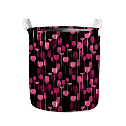 Glasses Of Wine Print Collapsible Laundry Basket