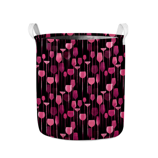 Glasses Of Wine Print Collapsible Laundry Basket