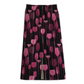 Glasses Of Wine Print Cotton Front Slit Maxi Skirt