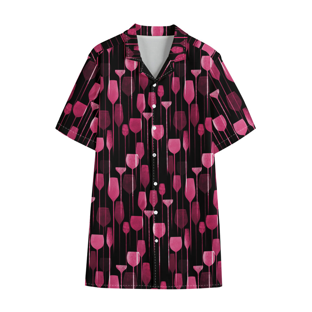 Glasses Of Wine Print Cotton Hawaiian Shirt
