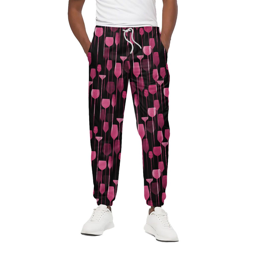 Glasses Of Wine Print Cotton Pants