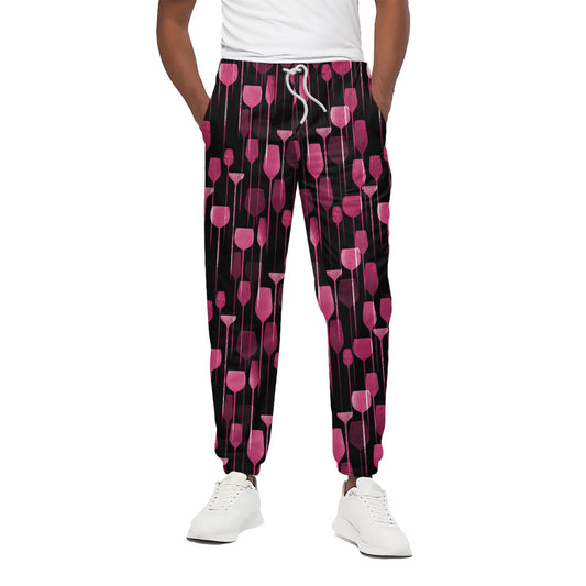 Glasses Of Wine Print Cotton Pants