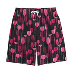 Glasses Of Wine Print Cotton Shorts