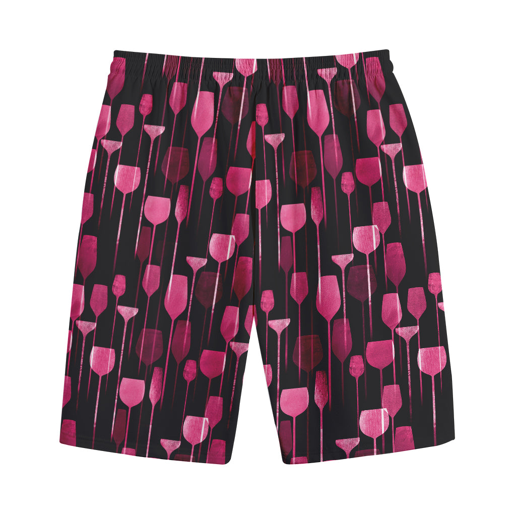 Glasses Of Wine Print Cotton Shorts