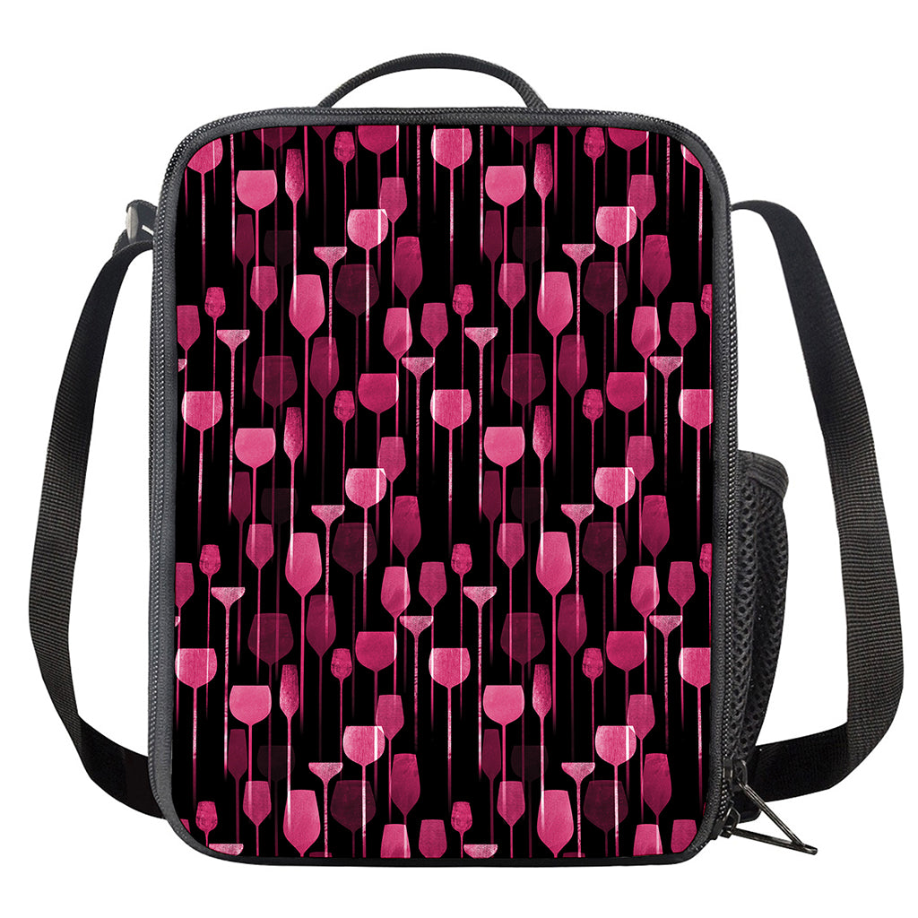 Glasses Of Wine Print Crossbody Lunch Bag