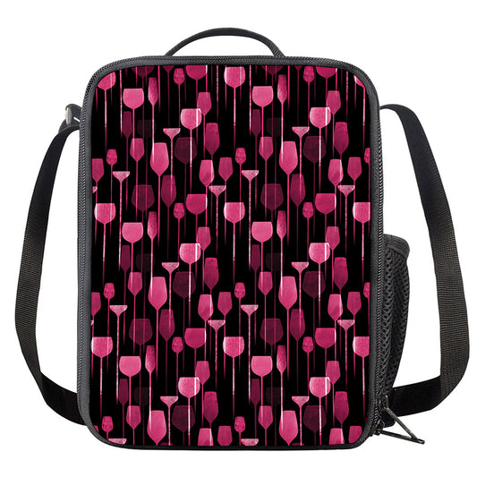 Glasses Of Wine Print Crossbody Lunch Bag