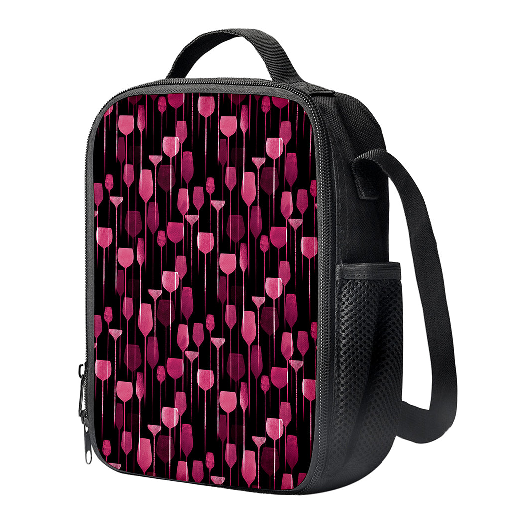 Glasses Of Wine Print Crossbody Lunch Bag