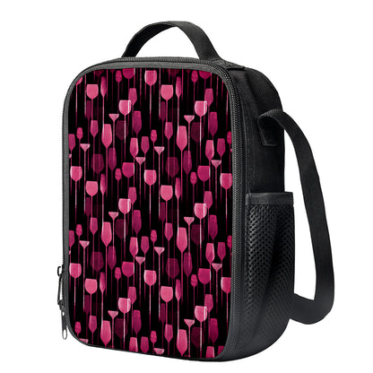 Glasses Of Wine Print Crossbody Lunch Bag