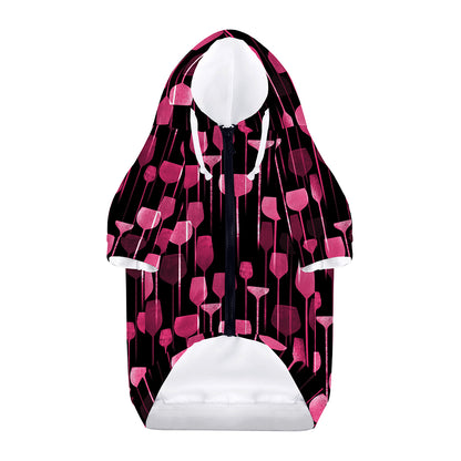 Glasses Of Wine Print Dog Zip Up Hoodie