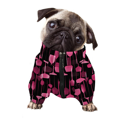 Glasses Of Wine Print Dog Zip Up Jacket