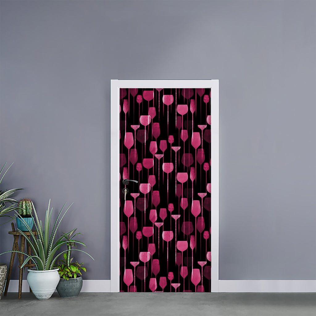 Glasses Of Wine Print Door Sticker